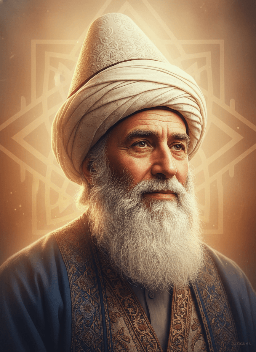 Retrato artístico del poeta Rumi